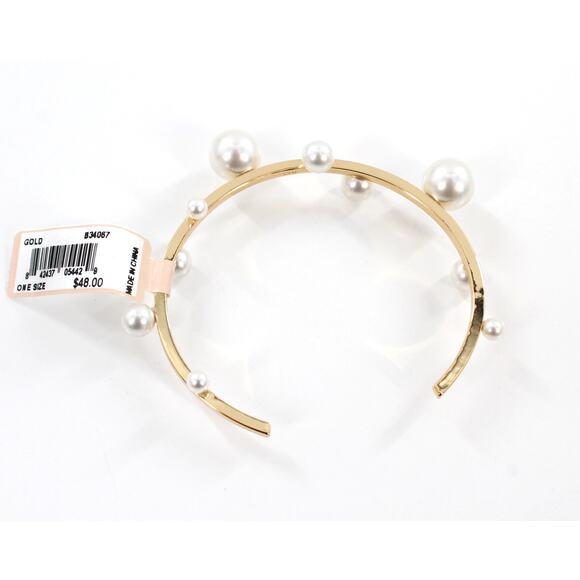 Rebecca Minkoff Gold Simulated Pearl Cuff Bracelet nwt $48 Tags #RM340 - Picture 2 of 2
